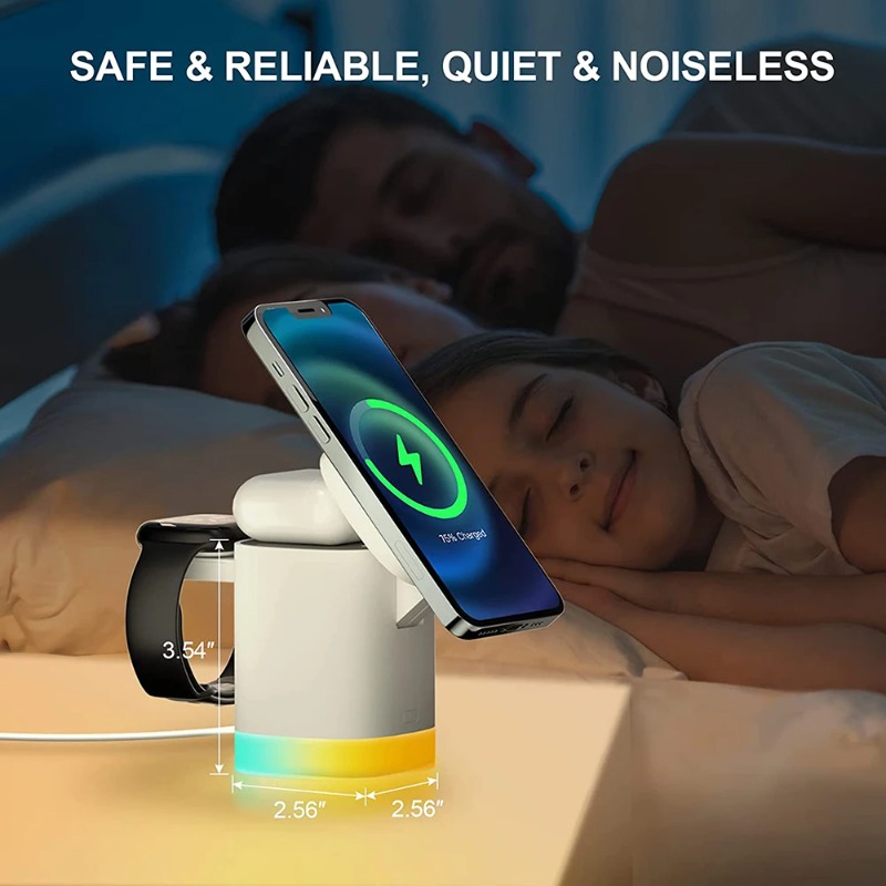Watch 7 Smartwatch Iphone - แท่นชาร์จไร้สายแม่เหล็ก RGB Light 3 in 1