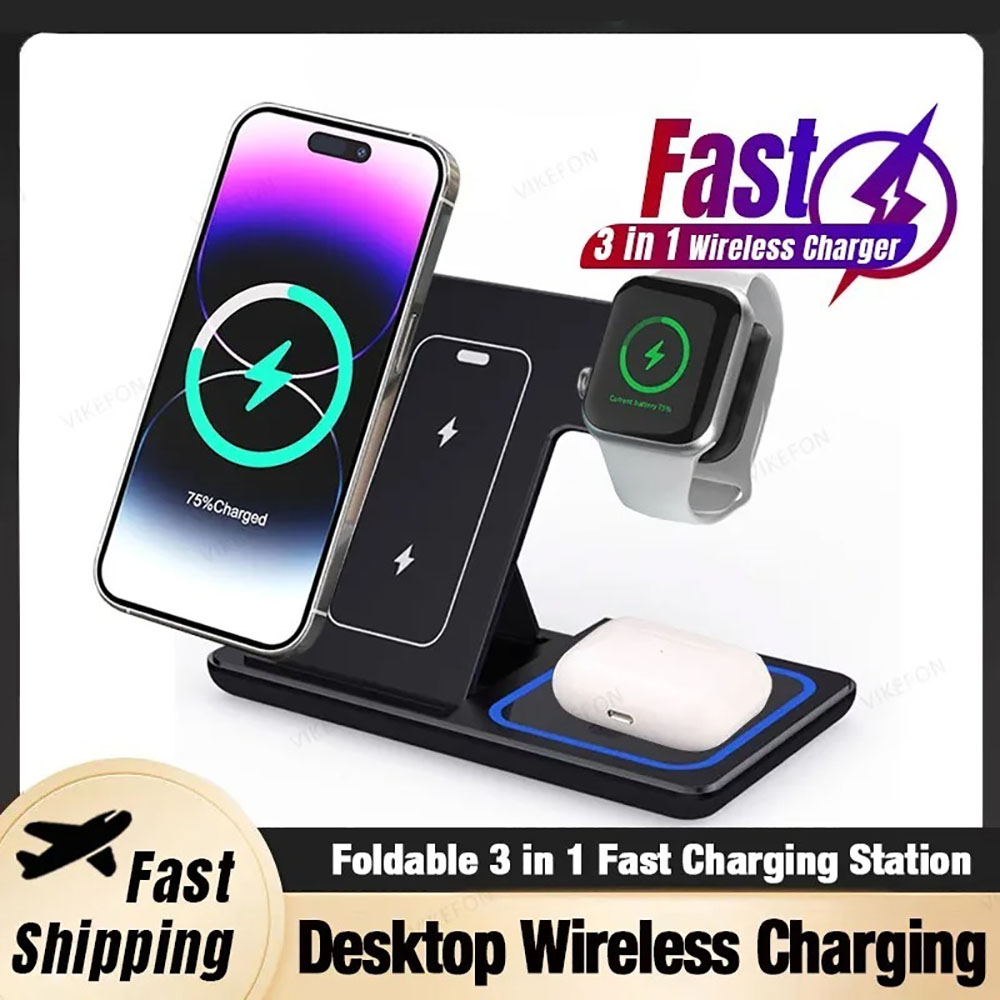 Watch 7 Smartwatch Iphone - 3 in 1 Wireless Charger เดสก์ท็อปแบบพับได้