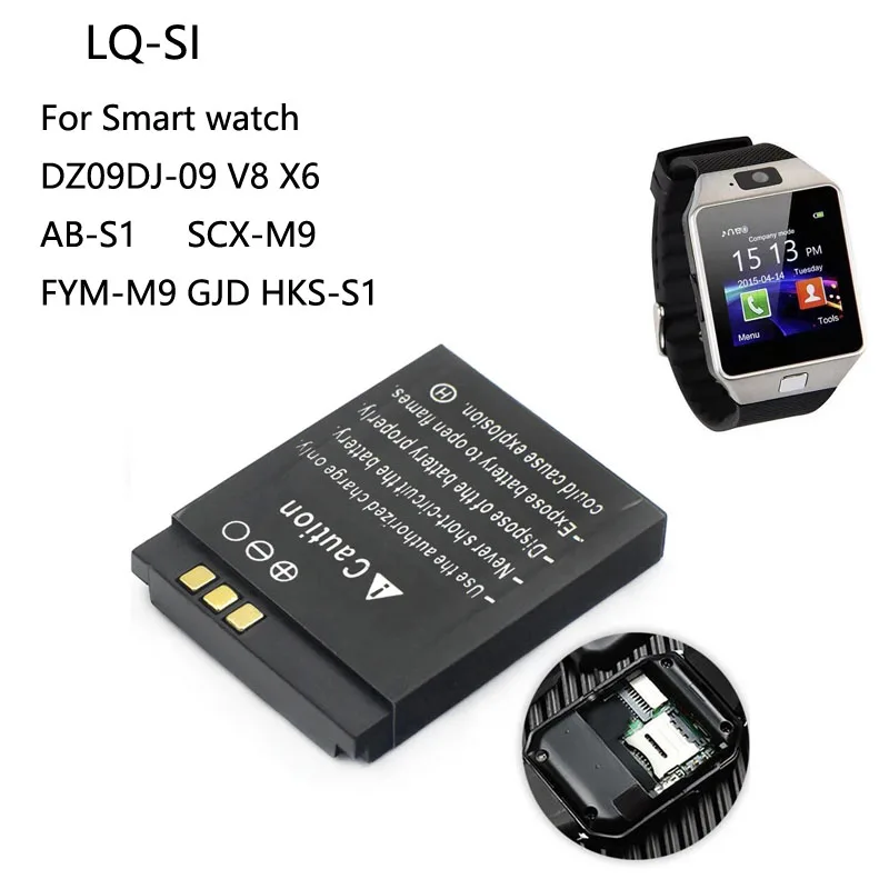 Watch V8 - 1-100PCS LQS1 3.7V 380mAh สมาร์ทวอทช์แบตเตอรี่ DZ09