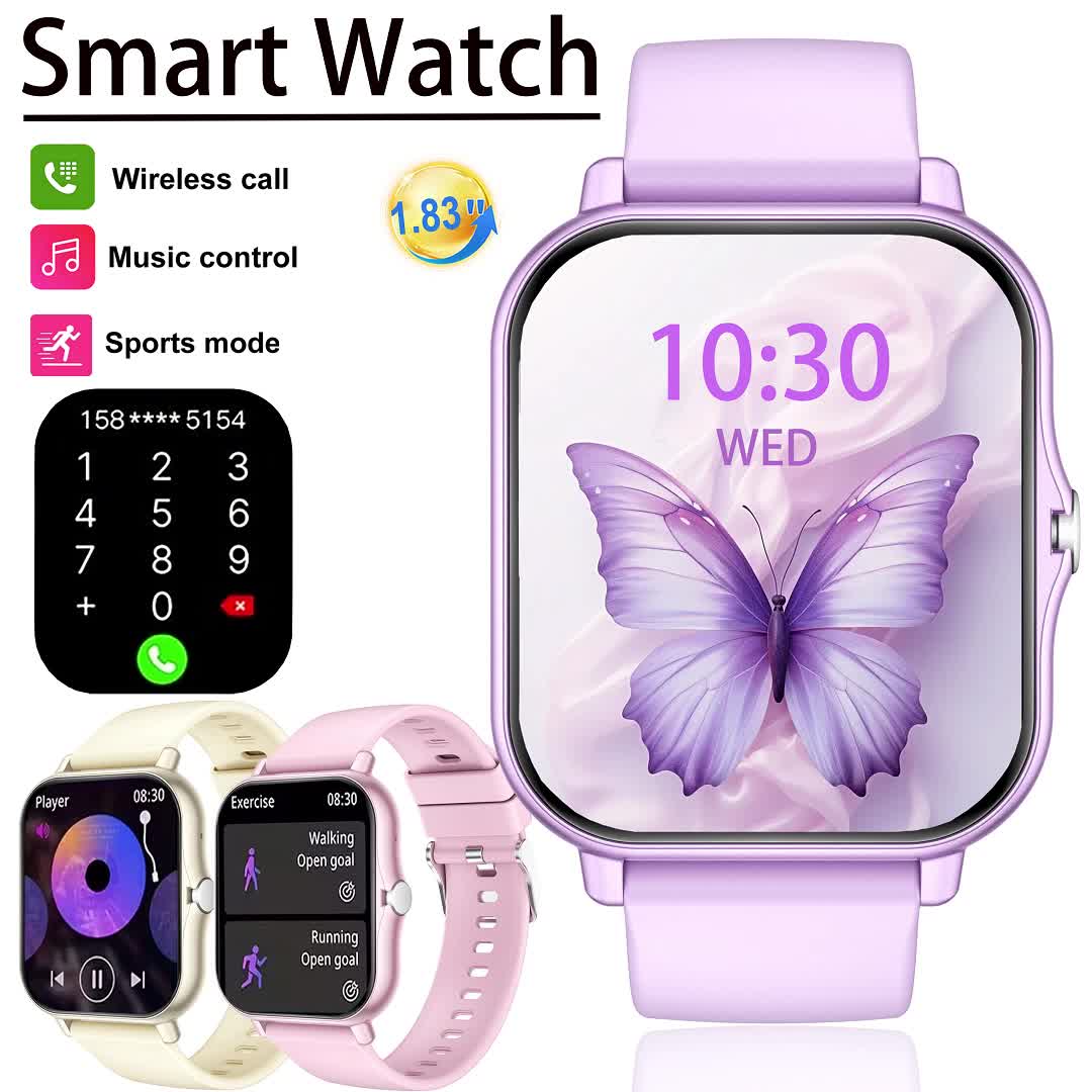 Smartwatch Latest Watches For Women - สมาร์ทวอทช์ดีไซน์แฟชั่นรุ่นล่าสุด หน้าจอสัมผัสเต็มจอขนาด 1.83 นิ้ว สำหรับผู้ชายและผู้หญิง รองรับการโทรแบบไร้สาย