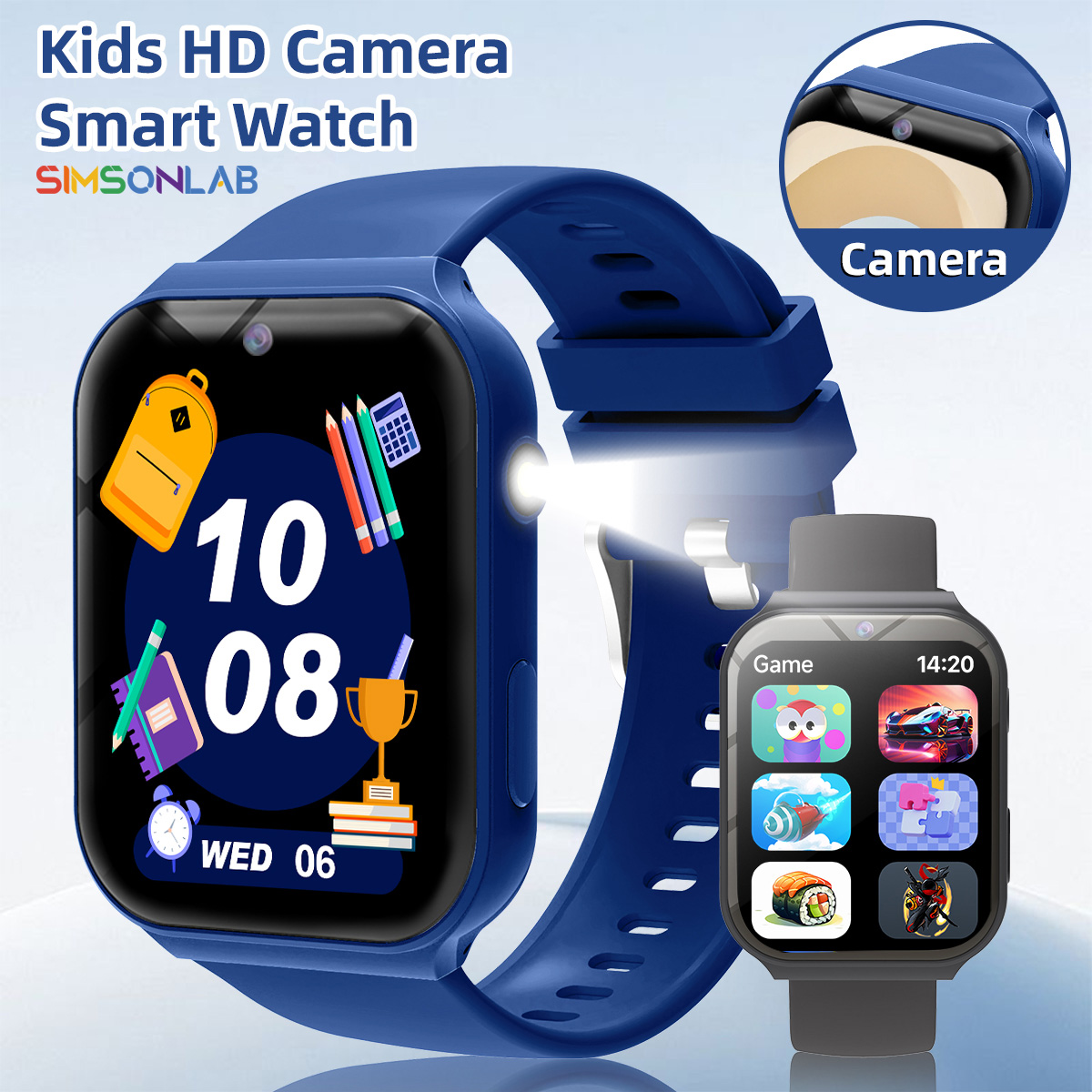 Smartwatch Watches For Children - เพื่อนร่วมเรียนสำหรับเด็ก กล้อง HD ไฟฉาย เกมหลากหลาย เครื่องคิดเลข