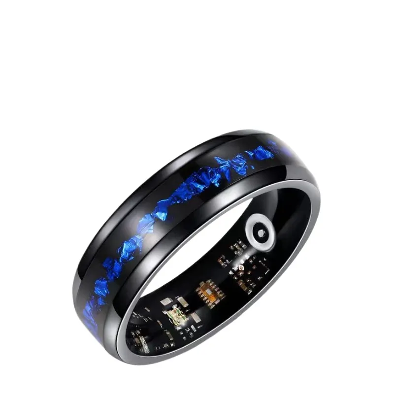 Smartwatch Ring Watches - แหวนสมาร์ท ดีไซน์ฟอยล์สีน้ำเงินทอง วัดอัตราการเต้นของหัวใจ วัดออกซิเจนในเลือด ตรวจสอบการนอนหลับ ติดตามการออกกำลังกาย
