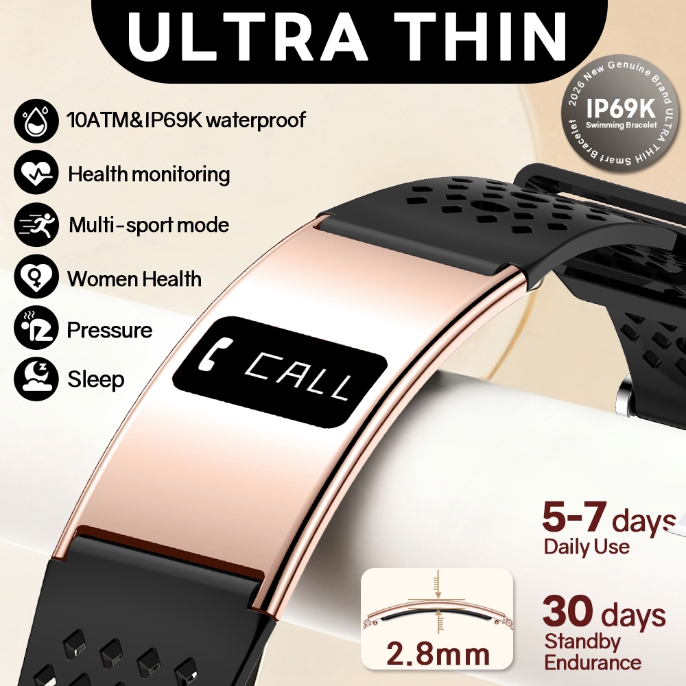 Watches Ladies Smartwatch - สร้อยข้อมืออัจฉริยะบางเฉียบผู้หญิงผู้ชายอัตราการเต้นของหัวใจออกซิเจนในเลือดการตรวจสอบสุขภาพกีฬาและสร้อยข้อมือว่ายน้ำ 10ATM สมาร์ทวอทช์กันน้ำ