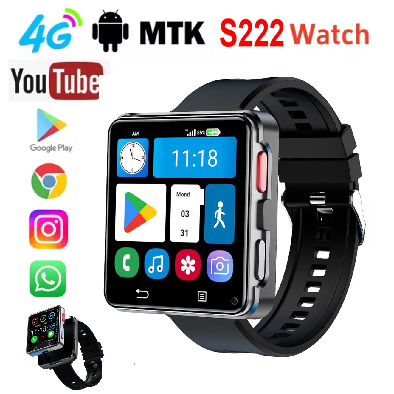สมาร์ทวอทช์ S222 รองรับซิมการ์ - Watch Smartwatch Android บทวิจารณ์และราคา