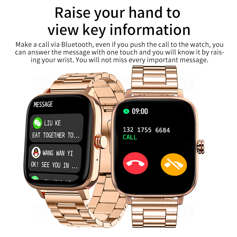 Lige สมาร์ทวอท์ชโทรผ่านบลูทูธ1 - Watches Ladies Smartwatch บทวิจารณ์และราคา