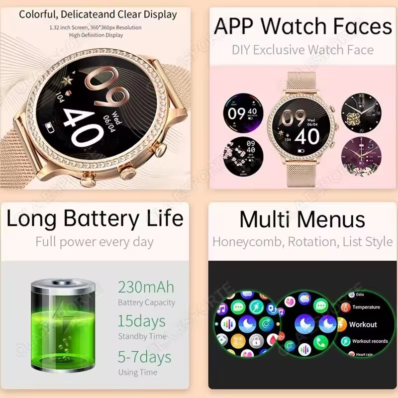 สมาร์ทวอทช์สำหรับผู้หญิง ดีไซน - Watches Ladies Smartwatch บทวิจารณ์และราคา